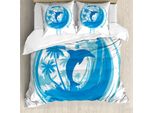 Abakuhaus Copripiumino Delfino, Stile Marittimo Esotico, Antiacaro, Adatto A Chi Soffre Di Allergie, Con Federe, 200 Cm X 200 Cm - 80 X 80 Cm, Blu Turchese
