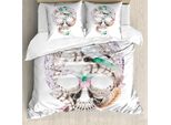 Abakuhaus Copripiumino, Teschio Umano, Antiacaro, Adatto A Chi Soffre Di Allergie, Con Federe, 200 Cm X 200 Cm - 80 X 80 Cm, Multicolore