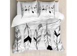 Abakuhaus Copripiumino, Doodle Triangle, Antiacaro, Adatto A Chi Soffre Di Allergie, Con Federe, 155 Cm X 220 Cm - 80 X 80 Cm, Nero, Bianco, Grigio Chiaro