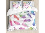 Abakuhaus Copripiumino, Romantico Disegno Plumage, Antiacaro, Adatto A Chi Soffre Di Allergie, Con Federe, 200 Cm X 200 Cm - 80 X 80 Cm, Multicolore