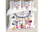 Abakuhaus Copripiumino, Boho Nativo, Antiacaro, Adatto A Chi Soffre Di Allergie, Con Federe, 155 Cm X 220 Cm - 80 X 80 Cm, Multicolore