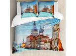 Abakuhaus Italia Copripiumino, Foto Del Canal Grande Di Venezia, Antiacaro, Adatto A Chi Soffre Di Allergie, Con Federe, 155 Cm X 220 Cm - 80 X 80 Cm, Turchese Arancione Blu
