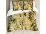 Abakuhaus Italia Copripiumino, Firenze Collage, Antiacaro, Adatto A Chi Soffre Di Allergie, Con Federe, 155 Cm X 220 Cm - 80 X 80 Cm, Arancione Pallido Verde Menta