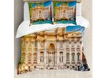 Abakuhaus Italia Copripiumino, Fountain Di Trevi Tourist, Antiacaro, Adatto A Chi Soffre Di Allergie, Con Federe, 155 Cm X 220 Cm - 80 X 80 Cm, Multicolore