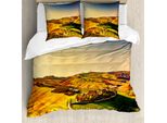 Abakuhaus Italia Copripiumino, Toscana Crete Senesi, Antiacaro, Adatto A Chi Soffre Di Allergie, Con Federe, 200 Cm X 200 Cm - 80 X 80 Cm, Verde Marigold Blu