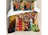 Abakuhaus Italia Copripiumino, Riomaggiore Al Tramonto, Antiacaro, Adatto A Chi Soffre Di Allergie, Con Federe, 155 Cm X 220 Cm - 80 X 80 Cm, Multicolore