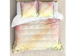 Abakuhaus Copripiumino Pesca, Vibrant Grunge, Antiacaro, Adatto A Chi Soffre Di Allergie, Con Federe, 155 Cm X 220 Cm - 80 X 80 Cm, Rosa Arancione Giallo