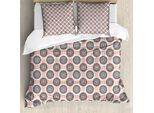 Abakuhaus Copripiumino Peach, Riassunto Cerchi Morbidi, Antiacaro Adatto A Chi Soffre Di Allergie Con Federe, 155 Cm X 220 Cm - 80 X 80 Cm, Coral Black White