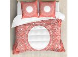 Abakuhaus Copripiumino Pesca, Design Pizzo Nuziale Morbido, Antiacaro Adatto A Chi Soffre Di Allergie Con Federe, 155 Cm X 220 Cm - 80 X 80 Cm, Bianco Corallo