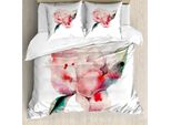 Abakuhaus Copripiumino Peach, Acquerello Penoies Natur, Antiacaro, Adatto A Chi Soffre Di Allergie, Con Federe, 155 Cm X 220 Cm - 80 X 80 Cm, Scarlet Rose Verde