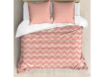 Abakuhaus Set Copripiumino Per Letti Matrimoniali, Chevron Zig Zag Vintage, Antiacaro, Adatto A Chi Soffre Di Allergie, Con Federe, Color Pesca Corallo