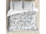 Abakuhaus Copripiumino, Damasco Antique Curls, Antiacaro, Adatto A Chi Soffre Di Allergie, Con Federe, 155 Cm X 220 Cm - 80 X 80 Cm, Grigio, Azzurro, Bianco
