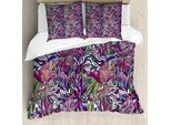 Abakuhaus Copripiumino Con Fiori, Bouquet Della Giungla Tropicale, Antiacaro, Adatto A Chi Soffre Di Allergie, Con Federe, 155 Cm X 220 Cm - 80 X 80 Cm, Multicolore
