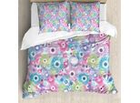 Abakuhaus Copripiumino Con Fiori, Riccioli Vintage Colorati, Antiacaro, Adatto A Chi Soffre Di Allergie, Con Federe, 200 Cm X 200 Cm - 80 X 80 Cm, Multicolore