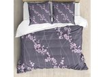 Abakuhaus Copripiumino Con Fiori, Sakura Giapponese, Antiacaro, Adatto A Chi Soffre Di Allergie, Con Federe, 155 Cm X 220 Cm - 80 X 80 Cm, Taupe Rosa Chiaro