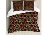 Abakuhaus Copripiumino Con Fiori, Vintage Daisy Sunflower, Antiacaro E Anallergico, Con Federe, 200 Cm X 200 Cm - 80 X 80 Cm, Multicolore