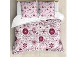 Abakuhaus Set Copripiumino Per Letti Matrimoniali, Vivace Stile Barocco Artistico, Antiacaro, Adatto A Chi Soffre Di Allergie, Con Federe, Marrone Castagna E Rosa Cipria