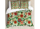 Abakuhaus Copripiumino Con Motivi Floreali, Decorato In Stile Vintage, Antiacaro E Anallergico, Con Federe, 155 Cm X 220 Cm - 80 X 80 Cm, Multicolore