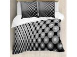 Abakuhaus Copripiumino Astratto, 3D Digital Mosaic Dots, Antiacaro, Adatto A Chi Soffre Di Allergie, Con Federe, 155 Cm X 220 Cm - 80 X 80 Cm, Nero Bianco Grigio