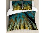 Abakuhaus Copripiumino Wald, Alberi Alba Pastorale, Antiacaro Adatto A Chi Soffre Di Allergie Con Federe, 155 Cm X 220 Cm - 80 X 80 Cm, Giallo Blu Nero