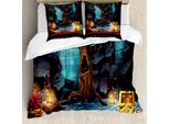 Abakuhaus Copripiumino Fantasia, Cartoon Cave Schatz, Antiacaro, Adatto A Chi Soffre Di Allergie, Con Federe, 200 Cm X 200 Cm - 80 X 80 Cm, Multicolore