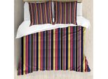 Abakuhaus Copripiumino Moderno, Vintage Geometric Stipes, Antiacaro, Adatto A Chi Soffre Di Allergie, Con Federe, 200 Cm X 200 Cm - 80 X 80 Cm, Multicolore