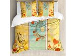 Abakuhaus Copripiumino Vintage, Cornice Con Dettagli Floreali, Antiacaro, Adatto A Chi Soffre Di Allergie, Con Federe, 155 Cm X 220 Cm - 80 X 80 Cm, Multicolore