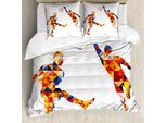 Abakuhaus Copripiumino Sportivo, Calciatori Colorati, Antiacaro, Adatto A Chi Soffre Di Allergie, Con Federe, 155 Cm X 220 Cm - 80 X 80 Cm, Multicolore
