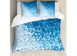 Abakuhaus Copripiumino Moderno, Mosaico Digitale Sfumato, Antiacaro, Adatto A Chi Soffre Di Allergie, Con Federe, 155 Cm X 220 Cm - 80 X 80 Cm, Blu Scuro E Bianco