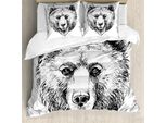 Abakuhaus Copripiumino Per Animali Domestici, GrizzlybäR Ink Sketch, Antiacaro, Adatto A Chi Soffre Di Allergie, Con Federe, 200 Cm X 200 Cm - 80 X 80 Cm, Bianco E Nero