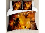 Abakuhaus Copripiumino Moderno, Cavaliere A Cavallo, Antiacaro, Adatto A Chi Soffre Di Allergie, Con Federe, 155 Cm X 220 Cm - 80 X 80 Cm, Nero E Marigold