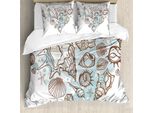 Abakuhaus Copripiumino Nautico, Scallop Stella Marina Pustel, Antiacaro Adatto A Chi Soffre Di Allergie Con Federe, 200 Cm X 200 Cm - 80 X 80 Cm, Marrone Caldo Taupe Teal