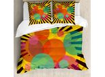 Copripiumino Abakuhaus Retro, Strisce Circolari, Antiacaro, Adatto A Chi Soffre Di Allergie, Con Federe, 155 Cm X 220 Cm - 80 X 80 Cm, Multicolore
