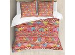 Abakuhaus Copripiumino Etnico, Arte Colorata, Antiacaro, Adatto A Chi Soffre Di Allergie, Con Federe, 155 Cm X 220 Cm - 80 X 80 Cm, Multicolore