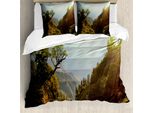 Abakuhaus Copripiumino Paesaggio, Nepal Wald Majestic, Antiacaro, Adatto A Chi Soffre Di Allergie, Con Federe, 155 Cm X 220 Cm - 80 X 80 Cm, Verde Giallo Pallido