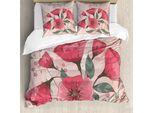 Abakuhaus Copripiumino Rosa, Fiori Romantici Rosa, Antiacaro, Adatto A Chi Soffre Di Allergie, Con Federe, 200 Cm X 200 Cm - 80 X 80 Cm, Rosa Pallido