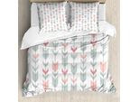 Abakuhaus Copripiumino Geometrico, Motivo Astratto A Chevron, Antiacaro E Anallergico, Con Federe, 155 Cm X 220 Cm - 80 X 80 Cm, Azzurro E Rosa