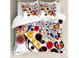 Abakuhaus Copripiumino Astratto, Note Floreali E Cuori, Antiacaro, Adatto A Chi Soffre Di Allergie, Con Federe, 200 Cm X 200 Cm - 80 X 80 Cm, Multicolore