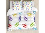 Abakuhaus Copripiumino Colorato, Seducenti Labbra Bacio Artistico, Antiacaro, Adatto A Chi Soffre Di Allergie, Con Federe, 155 Cm X 220 Cm - 80 X 80 Cm, Multicolore