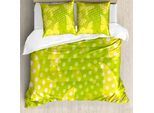 Abakuhaus Set Copripiumino Moderno Per Letti Matrimoniali, Pois A Forma Di Farfalla, Antiacaro, Adatto A Chi Soffre Di Allergie, Con Federe, Giallo E Bianco