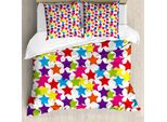 Abakuhaus Copripiumino Moderno, Cameretta Per Bambini Funky Sterne, Antiacaro, Adatto A Chi Soffre Di Allergie, Con Federe, 200 Cm X 200 Cm - 80 X 80 Cm, Multicolore