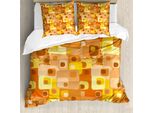 Copripiumino Abakuhaus Retro, Quadrati Arrotondati Funky, Antiacaro, Adatto A Chi Soffre Di Allergie, Con Federe, 155 Cm X 220 Cm - 80 X 80 Cm, Multicolore