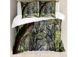 Abakuhaus Copripiumino Naturale, StraßE In Wald Carolina, Antiacaro, Adatto A Chi Soffre Di Allergie, Con Federe, 200 Cm X 200 Cm - 80 X 80 Cm, Fern Green Umber