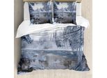 Abakuhaus Copripiumino Invernale, Nordic Schnee Natur Icy, Antiacaro, Adatto A Chi Soffre Di Allergie, Con Federe, 155 Cm X 220 Cm - 80 X 80 Cm, Bianco Scuro Taupe