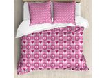 Abakuhaus Copripiumino Astratto, Cuori E Petali Di Fiori, Antiacaro, Adatto A Chi Soffre Di Allergie, Con Federe, 200 Cm X 200 Cm - 80 X 80 Cm, Rosa Pallido E Magenta