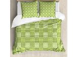 Abakuhaus Set Copripiumino Verde Lime Per Letti Matrimoniali, Patchwork A Pois, Antiacaro, Adatto A Chi Soffre Di Allergie, Con Federe, Verde Chiaro E