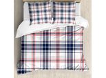 Abakuhaus Copripiumino Astratto, Motivo Tartan Inglese, Antiacaro, Adatto A Chi Soffre Di Allergie, Con Federe, 200 Cm X 200 Cm - 80 X 80 Cm, Viola Blu Arancione Bianco