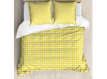 Abakuhaus Copripiumino Astratto, Summer Squares, Antiacaro, Adatto A Chi Soffre Di Allergie, Con Federe, 200 Cm X 200 Cm - 80 X 80 Cm, Giallo Bianco