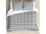 Abakuhaus Set Copripiumino Astratto Per Letti Matrimoniali, Arte Moderna Geometrica, Antiacaro, Adatto A Chi Soffre Di Allergie, Con Federe, Azzurro Grigio