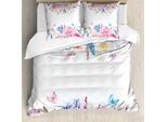 Abakuhaus Shabby Flora Copripiumino, Rose, Margherite, Antiacaro, Adatto A Chi Soffre Di Allergie, Con Federe, 200 Cm X 200 Cm - 80 X 80 Cm, Blu Pallido Lilla